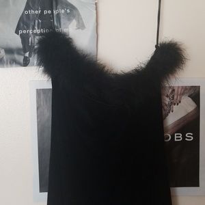 Black Velvet & Feather Dress